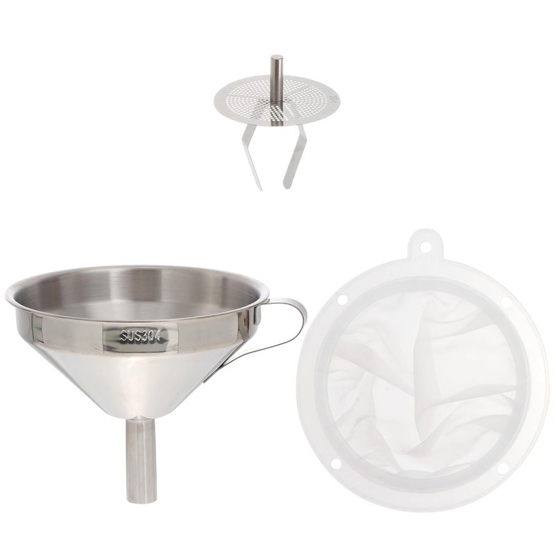 Stainless Steel Kitchen Funnel With Mesh Filter For Oil Wine Juice Bottle Filling - Image 1